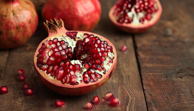 Photo free photo fresh pomegranate on wooden table