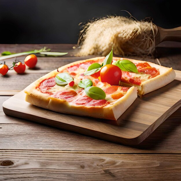 Free photo front view delicious cheese pizza with red tomatoes on dark surface