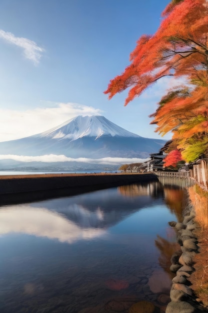 free photo fuji mountain and kawaguchiko lake in morning autumn seasons fuji mountain at yamanachi i