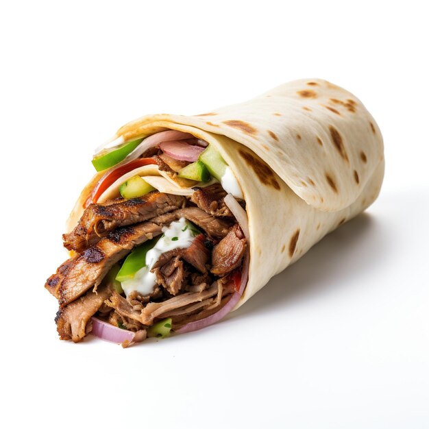 Free Photo Fully loaded chicken shawarma Isolated