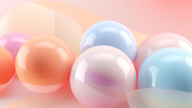 Free photo Geometric Shapes Pastel Spheres Abstract Background