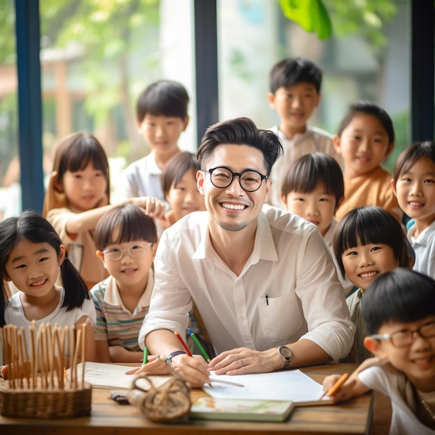 Free photo group of kids paying attention to class