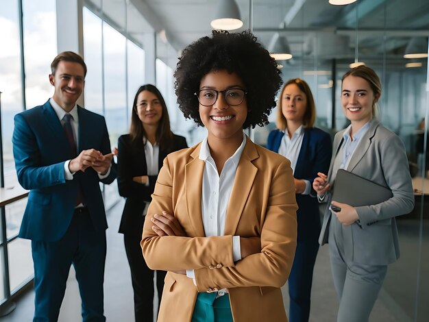 Free photo guy shows document to a girl group of young freelancers in the office have conversation