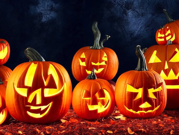 Free photo halloween wallpaper with evil pumpkins