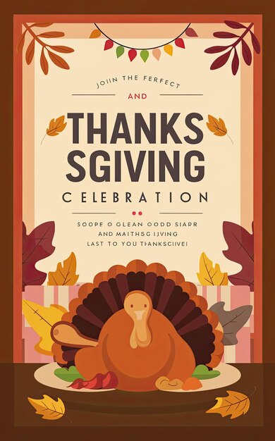 Photo free photo hand drawn flat thanksgiving invitation template