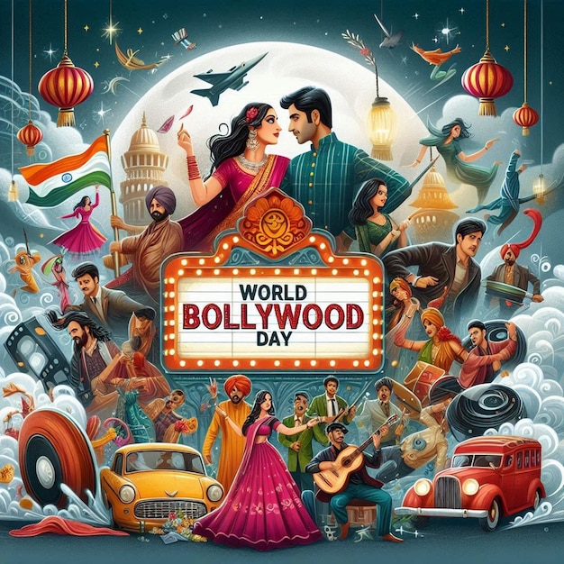 Photo free photo happy world bollywood day celebration