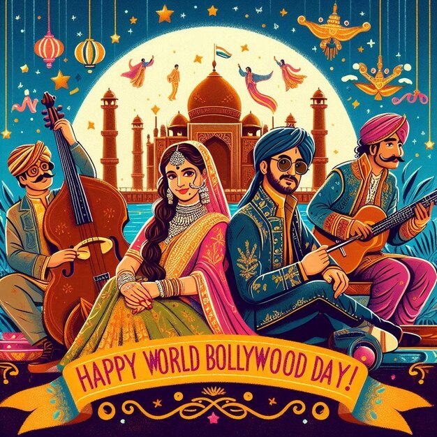 Photo free photo happy world bollywood day celebration