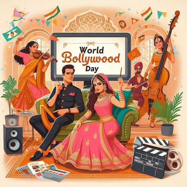 Photo free photo happy world bollywood day celebration