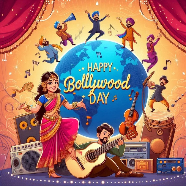 Photo free photo happy world bollywood day celebration