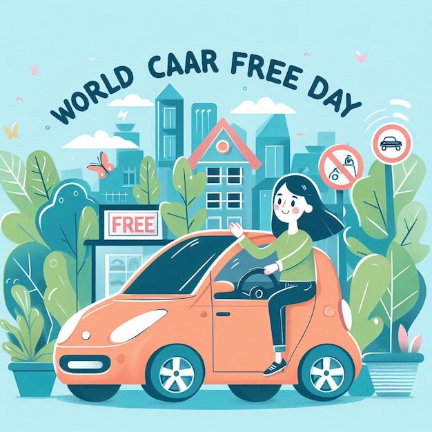 Photo free photo happy world car free day celebration