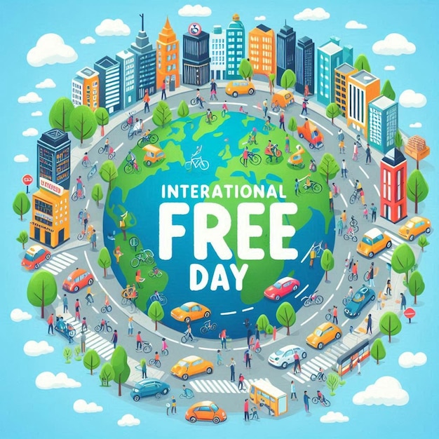 Free Photo Happy World Car Free Day Celebration