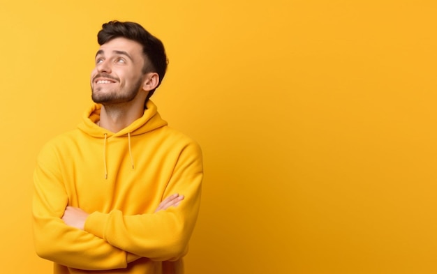 Free photo horizontal shot of handsome brunet man wears round spectacles casual jumper looks happily