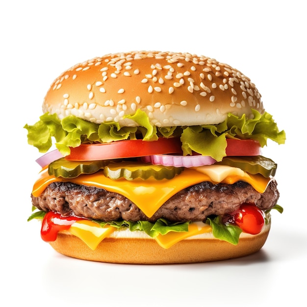 Free Photo humburger cheese burger on white background