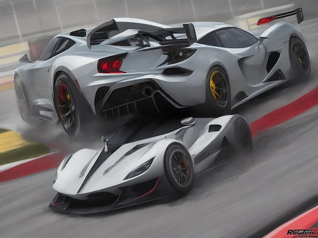 Photo free photo of a hyperrealistic rendering of a super car on a racetrack