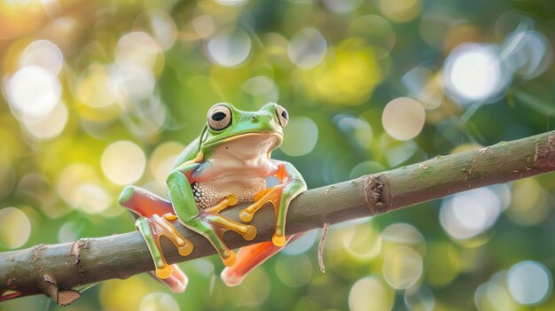 Free Photo of Javan tree frog on sitting on branch flying frog on branch tree frog on branch