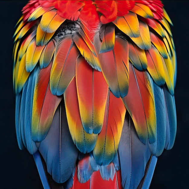 Photo free photo of macaw feathers on black background plumas de guacamaya sobre fondo negro guacamayo