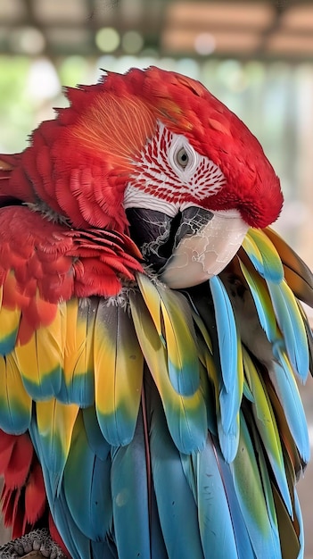 Photo free photo of macaw taking care of its plumage