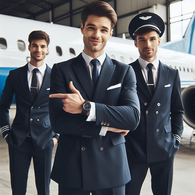 Free photo medium shot male flight attendant posing