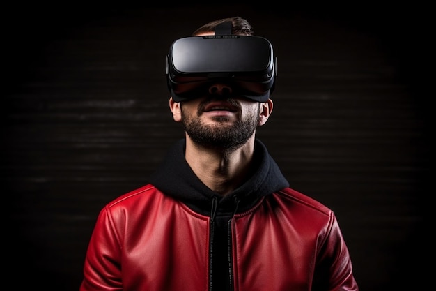 Free photo medium shot man wearing vr glasses