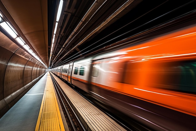 Free photo motion blur of automatic train moving