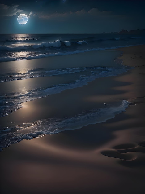 Free photo night beach moonlight