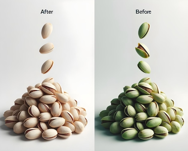 Free photo of Pistachios white background minimalist minimal 3D photo