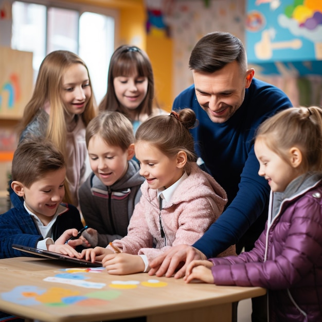 Free photo primary students in class