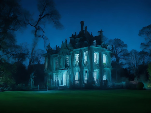 Free photo quentin blake long exposure photography haunted mansion ai generated