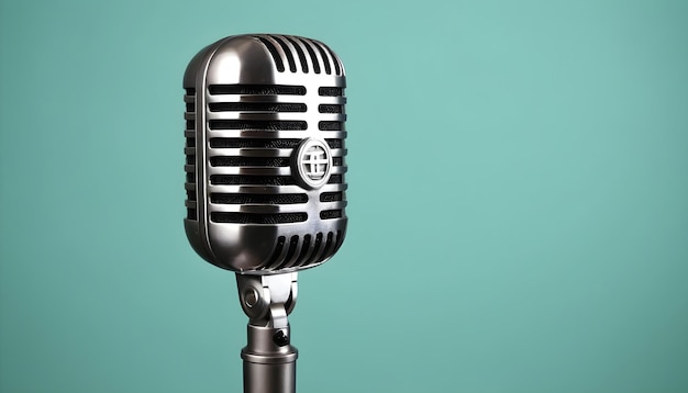 Free photo retro microphone isolated on color background