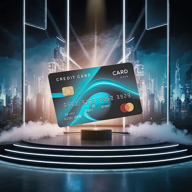 Free photo Single credit card mock up with stage background