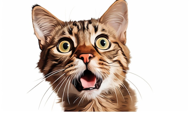 Free Photo surprised cat vector on white background