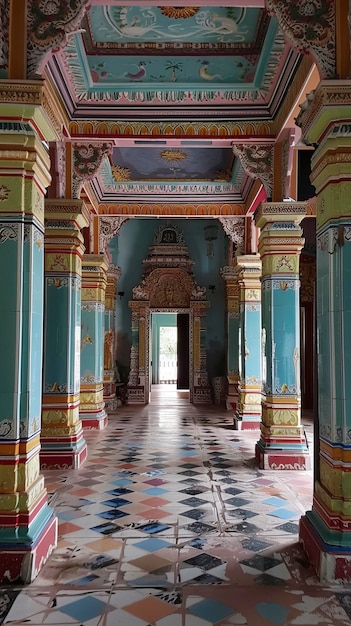 Free Photo of Tample complex and interior and exterior Hindu Tample Prayer hall