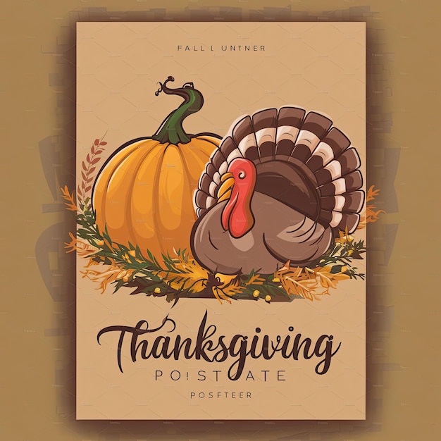 Photo free photo thanksgiving horizontal banner template with pumpkin and turkey