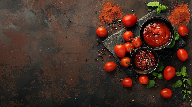 Free photo tomato sauce and cherry tomatoes