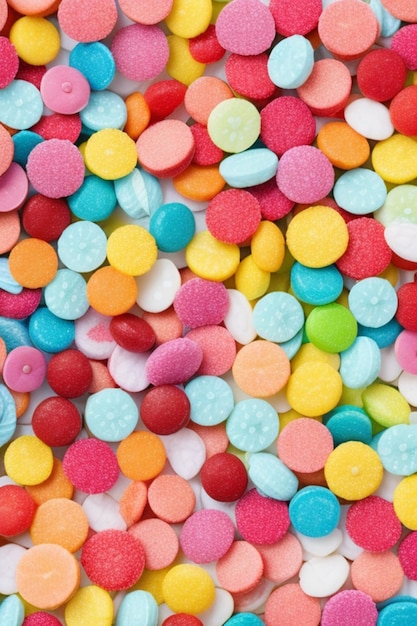 Free photo top view bunch of colorful candies 8k