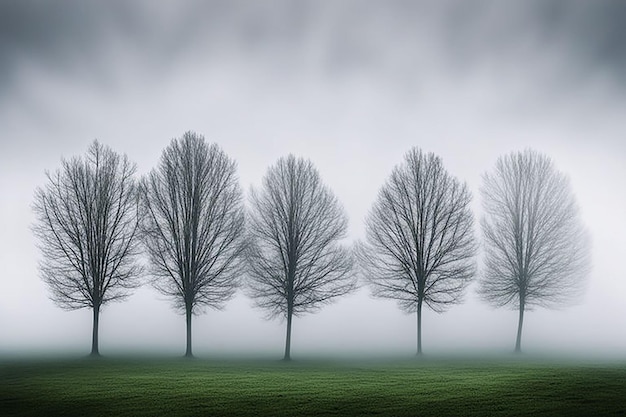 Free photo trees with fog