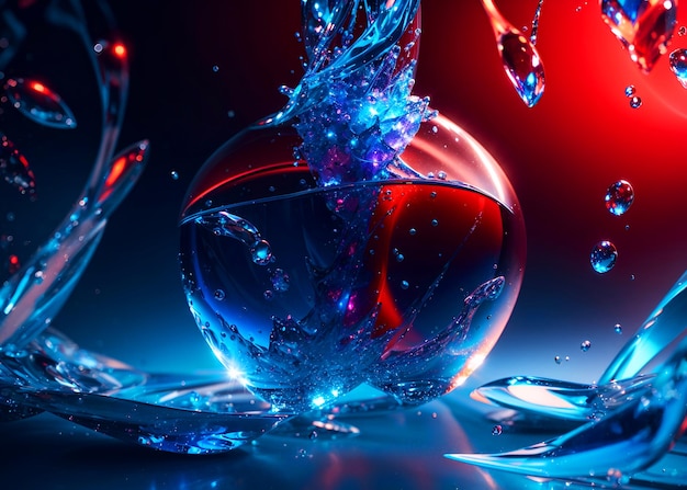 Free photo ultra detailed red blue water splash abstract wallpaper