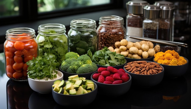 free photo of vegetables and vegetables organized and stored in jars