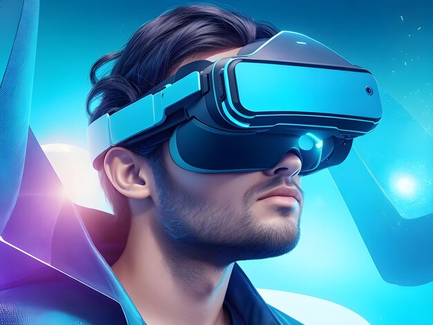 Free Photo virtual reality concept vr and ar technologies a man in glasses with 3d illustration