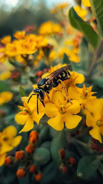 Photo free photo of wasp on flower avispa en flor