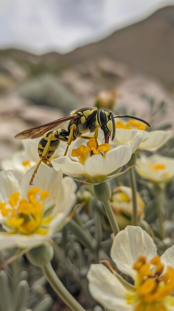 Free Photo of Wasp on flower Avispa en flor