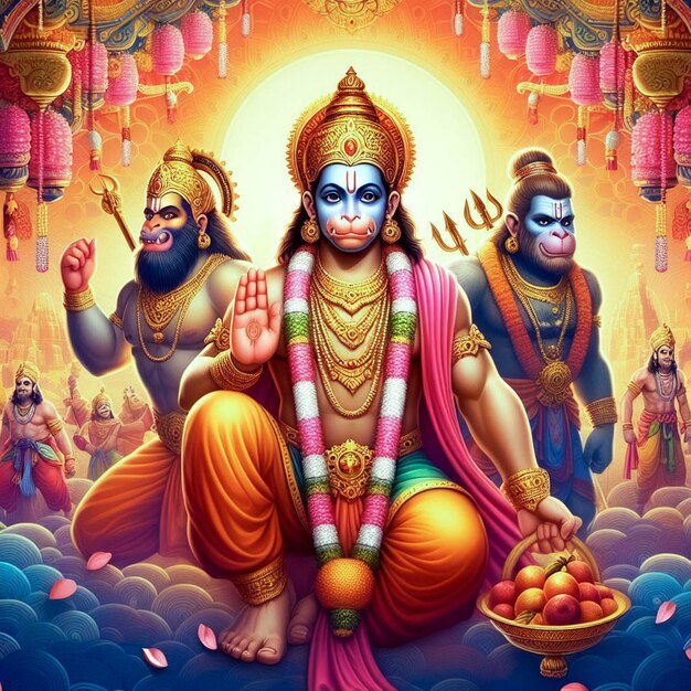 Free photo with hanuman jayanti illustration