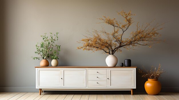 Free photo wood sideboard in living room interior with copy space generated by AI