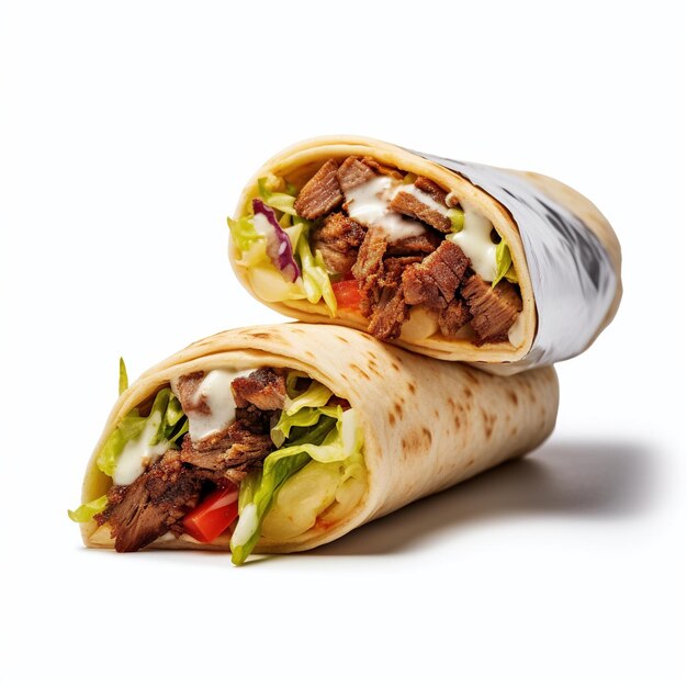 Free PhotoFully loaded chicken shawarma Isolated