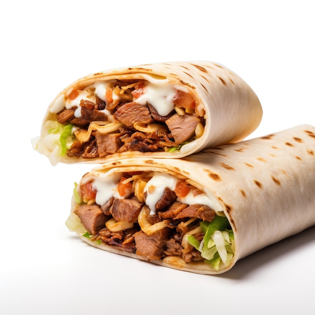 Free PhotoFully loaded chicken shawarma Isolated