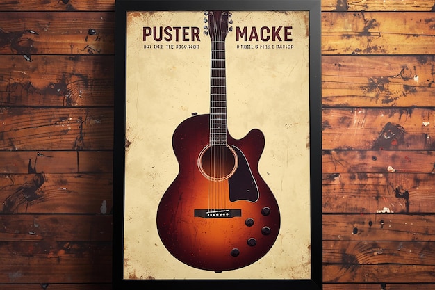 Photo free psd party poster mockup with a guitar