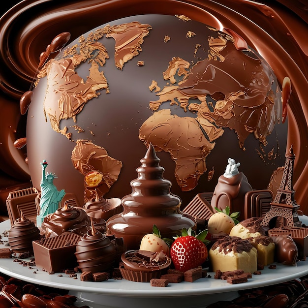 Free realistic world chocolate day with chocolate background