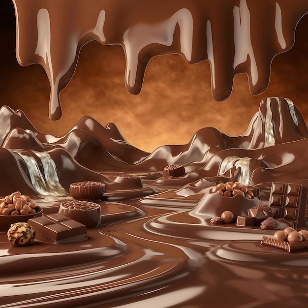 Free realistic world chocolate day with chocolate background