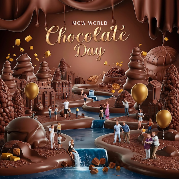 Free realistic world chocolate day with chocolate background