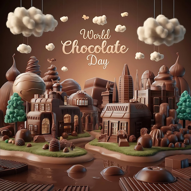 Free realistic world chocolate day with chocolate background